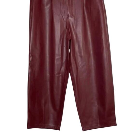 Anthropologie Pilcro The Breaker Cropped Faux Leather Burgundy Pants Size 32 - Picture 6 of 8